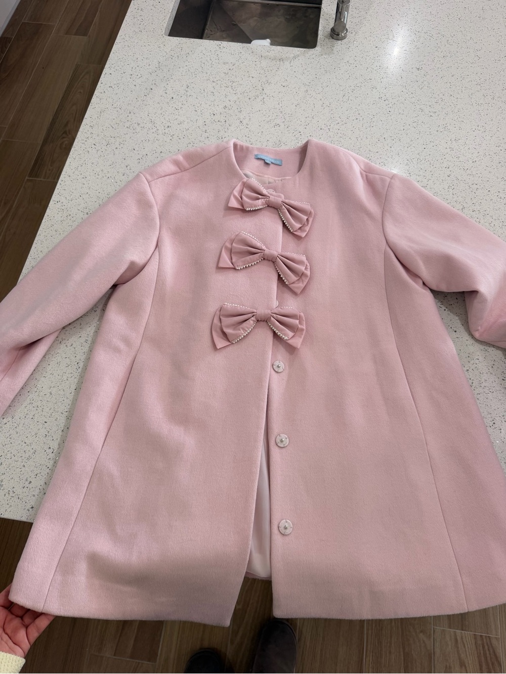 antonio melani pink bow x fifth  Bow-Accent Coat